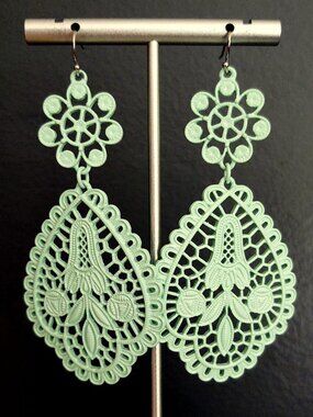 Mint green metal earrings